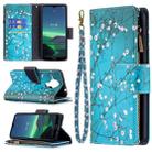 For Nokia 1.4 Colored Drawing Pattern Zipper Horizontal Flip Leather Case with Holder & Card Slots & Wallet(Plum Blossom) - 1