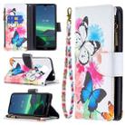 For Nokia 1.4 Colored Drawing Pattern Zipper Horizontal Flip Leather Case with Holder & Card Slots & Wallet(Two Butterflies) - 1