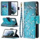 For Samsung Galaxy S21 FE Colored Drawing Pattern Zipper Horizontal Flip Leather Case with Holder & Card Slots & Wallet(Plum Blossom) - 1