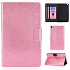 For Samsung Galaxy Tab A7 Lite T220 Glitter Horizontal Flip Leather Case with Holder & Card Slots(Pink) - 1