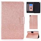 For Samsung Galaxy Tab A7 Lite T220 Glitter Horizontal Flip Leather Case with Holder & Card Slots(Rose Gold) - 1