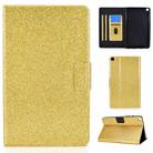 For Samsung Galaxy Tab A7 Lite T220 Glitter Horizontal Flip Leather Case with Holder & Card Slots(Gold) - 1