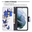 For Samsung Galaxy S21 FE Colored Drawing Pattern Horizontal Flip Leather Case with Holder & Card Slots & Wallet(Blue Butterflies) - 5