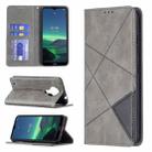 For Nokia 1.4 Rhombus Texture Horizontal Flip Magnetic Leather Case with Holder & Card Slots & Wallet(Grey) - 1