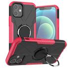 For iPhone 12 mini Machine Armor Bear Shockproof PC + TPU Protective Case with Ring Holder (Rose Red) - 1