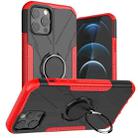 For iPhone 12 / 12 Pro Machine Armor Bear Shockproof PC + TPU Protective Case with Ring Holder(Red) - 1