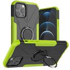 For iPhone 12 / 12 Pro Machine Armor Bear Shockproof PC + TPU Protective Case with Ring Holder(Green) - 1