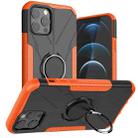 For iPhone 12 / 12 Pro Machine Armor Bear Shockproof PC + TPU Protective Case with Ring Holder(Orange) - 1