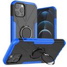 For iPhone 12 / 12 Pro Machine Armor Bear Shockproof PC + TPU Protective Case with Ring Holder(Blue) - 1