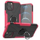 For iPhone 12 Pro Max Machine Armor Bear Shockproof PC + TPU Protective Case with Ring Holder(Rose Red) - 1
