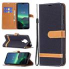 For Nokia 1.4 Color Matching Denim Texture Horizontal Flip Leather Case with Holder & Card Slots & Wallet & Lanyard(Black) - 1