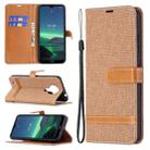 For Nokia 1.4 Color Matching Denim Texture Horizontal Flip Leather Case with Holder & Card Slots & Wallet & Lanyard(Brown) - 1