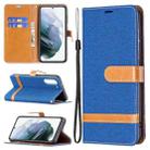 For Samsung Galaxy S21 FE Color Matching Denim Texture Horizontal Flip Leather Case with Holder & Card Slots & Wallet & Lanyard(Royal Blue) - 1