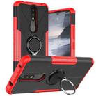 For Nokia 2.4 Machine Armor Bear Shockproof PC + TPU Protective Case with Ring Holder(Red) - 1