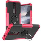 For Nokia 2.4 Machine Armor Bear Shockproof PC + TPU Protective Case with Ring Holder(Rose Red) - 1