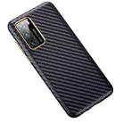 For Huawei P40 Carbon Fiber Leather Texture Kevlar Anti-fall Phone Protective Case(Black) - 1