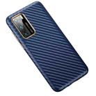 For Huawei P40 Carbon Fiber Leather Texture Kevlar Anti-fall Phone Protective Case(Blue) - 1