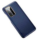 For Huawei P40 Pro Carbon Fiber Leather Texture Kevlar Anti-fall Phone Protective Case(Blue) - 1