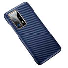 For Huawei P40 Pro+ Carbon Fiber Leather Texture Kevlar Anti-fall Phone Protective Case(Blue) - 1