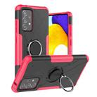 For Samsung Galaxy A52 5G / 4G Machine Armor Bear Shockproof PC + TPU Protective Case with Ring Holder(Rose Red) - 1