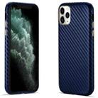 For iPhone 11 Pro Carbon Fiber Leather Texture Kevlar Anti-fall Phone Protective Case (Blue) - 1