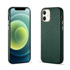 For iPhone 12 mini Carbon Fiber Leather Texture Kevlar Anti-fall Phone Protective Case (Green) - 1