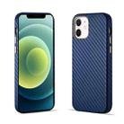 For iPhone 12 Carbon Fiber Leather Texture Kevlar Anti-fall Phone Protective Case(Blue) - 1