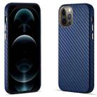 For iPhone 12 Pro Max Carbon Fiber Leather Texture Kevlar Anti-fall Phone Protective Case(Blue) - 1