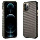 For iPhone 12 Pro Max Carbon Fiber Leather Texture Kevlar Anti-fall Phone Protective Case(Grey) - 1