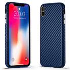 For iPhone X / XS Carbon Fiber Leather Texture Kevlar Anti-fall Phone Protective Case(Blue) - 1