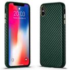 For iPhone X / XS Carbon Fiber Leather Texture Kevlar Anti-fall Phone Protective Case(Green) - 1