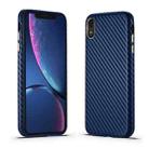 For iPhone XR Carbon Fiber Leather Texture Kevlar Anti-fall Phone Protective Case(Blue) - 1