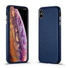 For iPhone XS Max Carbon Fiber Leather Texture Kevlar Anti-fall Phone Protective Case(Blue) - 1