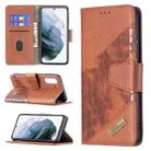 For Samsung Galaxy S21 FE / S21 Lite Matching Color Crocodile Texture Horizontal Flip PU Leather Case with Wallet & Holder & Card Slots(Brown) - 1