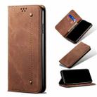 For Xiaomi Redmi K40 / K40 Pro / K40 Pro+ Denim Texture Casual Style Horizontal Flip Leather Case with Holder & Card Slots & Wallet(Brown) - 1