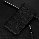 For Samsung Galaxy S21 FE Sun Mandala Embossing Pattern Horizontal Flip PU Leather Case with Holder & Card Slots & Wallet & Lanyard(Black) - 1