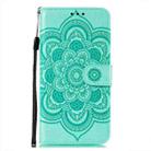 For Samsung Galaxy S21 FE Sun Mandala Embossing Pattern Horizontal Flip PU Leather Case with Holder & Card Slots & Wallet & Lanyard(Green) - 2