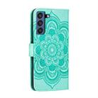 For Samsung Galaxy S21 FE Sun Mandala Embossing Pattern Horizontal Flip PU Leather Case with Holder & Card Slots & Wallet & Lanyard(Green) - 3