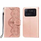 For Xiaomi Mi 11 Ultra Flower Vine Embossing Pattern Horizontal Flip Leather Case with Card Slot & Holder & Wallet & Lanyard(Rose Gold) - 1