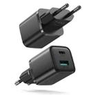 JOYROOM L-QP207 Travel Series 20W PD USB-C / Type-C + QC3.0 USB Dual Ports Mini Fast Charger, EU Plug(Black) - 1