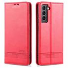 For Samsung Galaxy S21 FE AZNS Magnetic Calf Texture Horizontal Flip Leather Case with Card Slots & Holder & Wallet(Red) - 1