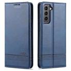 For Samsung Galaxy S21 FE AZNS Magnetic Calf Texture Horizontal Flip Leather Case with Card Slots & Holder & Wallet(Dark Blue) - 1