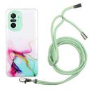 For Xiaomi Redmi K40 / Redmi K40 Pro / Poco F3 Hollow Marble Pattern TPU Shockproof Protective Case with Neck Strap Rope(Green) - 1