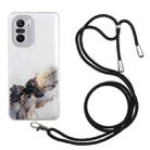 For Xiaomi Redmi K40 / Redmi K40 Pro / Poco F3 Hollow Marble Pattern TPU Shockproof Protective Case with Neck Strap Rope(Black) - 1