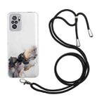 For Xiaomi Redmi Note 10 4G Hollow Marble Pattern TPU Shockproof Protective Case with Neck Strap Rope(Black) - 1