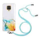 For Xiaomi Redmi Note 9S/Note 9 Pro/Note 9 Pro Max Hollow Marble Pattern TPU Shockproof Protective Case with Neck Strap Rope(Yellow) - 1