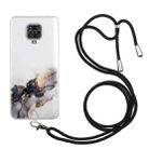 For Xiaomi Redmi Note 9S/Note 9 Pro/Note 9 Pro Max Hollow Marble Pattern TPU Shockproof Protective Case with Neck Strap Rope(Black) - 1