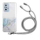 For Xiaomi Redmi Note 10 Pro Hollow Marble Pattern TPU Shockproof Protective Case with Neck Strap Rope(Gray) - 1