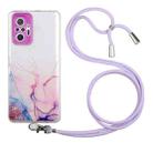 For Xiaomi Redmi Note 10 Pro Hollow Marble Pattern TPU Shockproof Protective Case with Neck Strap Rope(Pink) - 1