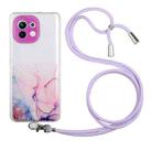 For Xiaomi Mi 11 Hollow Marble Pattern TPU Shockproof Protective Case with Neck Strap Rope(Pink) - 1